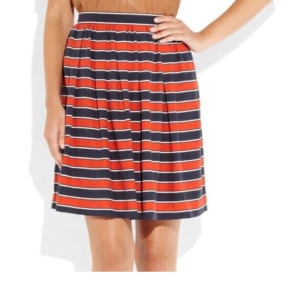 J. CREW SKIRT "Gondola" - Red White Blue Striped A-line Silk Size 6